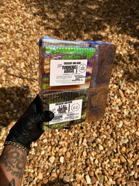 ULTIMATE SKINCARE 6 PACK BUNDLE | CHARMERIC DETOX SOAP, TURMERIC SAGE + ROSEMARY SOAP , 2x TURMERIC GINGER BURST SOAPS   C.T.R.L SOAP | TURMERIC & BASIL SOAP