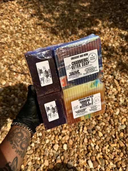 ULTIMATE SKINCARE 6 PACK BUNDLE | CHARMERIC DETOX SOAP, TURMERIC SAGE + ROSEMARY SOAP , 2x TURMERIC GINGER BURST SOAPS   C.T.R.L SOAP | TURMERIC & BASIL SOAP